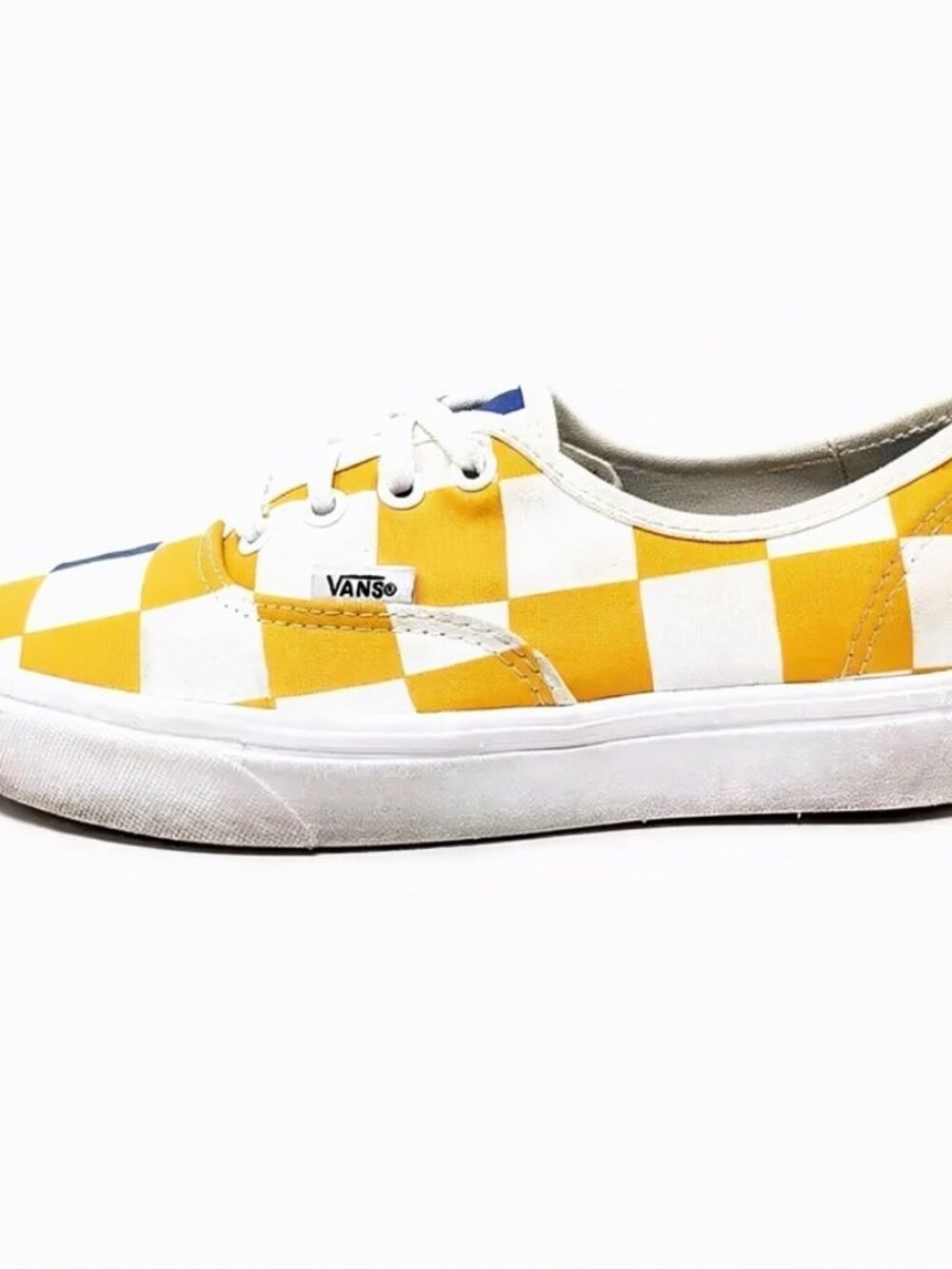 Vans Comfycush Half Big Checkerboard  Blue & Gold, Sz   7.5, EUC - Picture 4 of 8